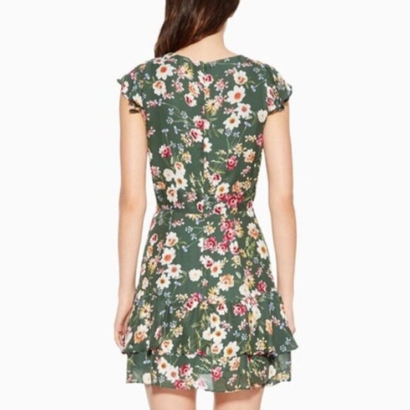 Parker Womens Silk Satin Mini Dress Cacti Daisy Green Size 8 Summer Boho NWT Lux - Picture 2 of 12